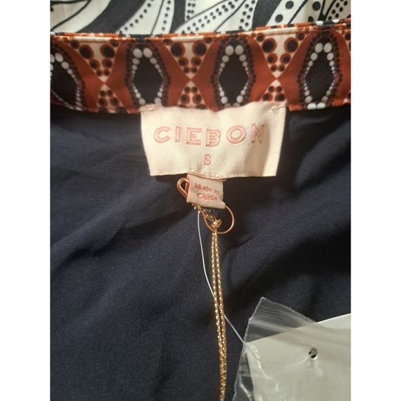 Ciebon Dress Size Small Brown Black Bow Flower Eddie Pleated - Picture 9 of 11